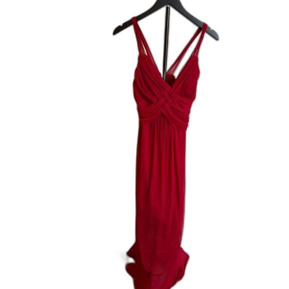 Roberta Bridal Red Twisted Bodice Maxi Dress M - Picture 1 of 6